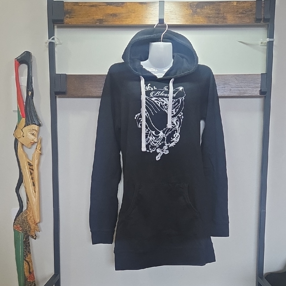 Kream Blessed Rosary Prayers Hoodie Dress Sweater Y2K Millenial Hiphop